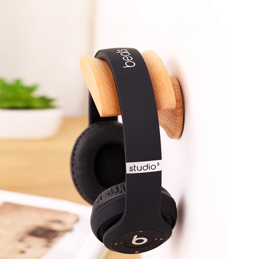 Gaming Accessories Wall Mount - HeMu No-Drill Wooden Headphone Stand, Wall
