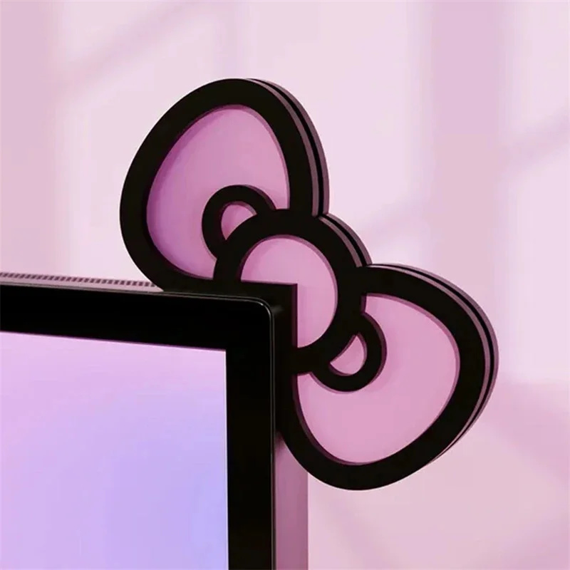 Gaming Accessories Kawaii - Kawaii Pink Acrylic Bow Monitor Decor