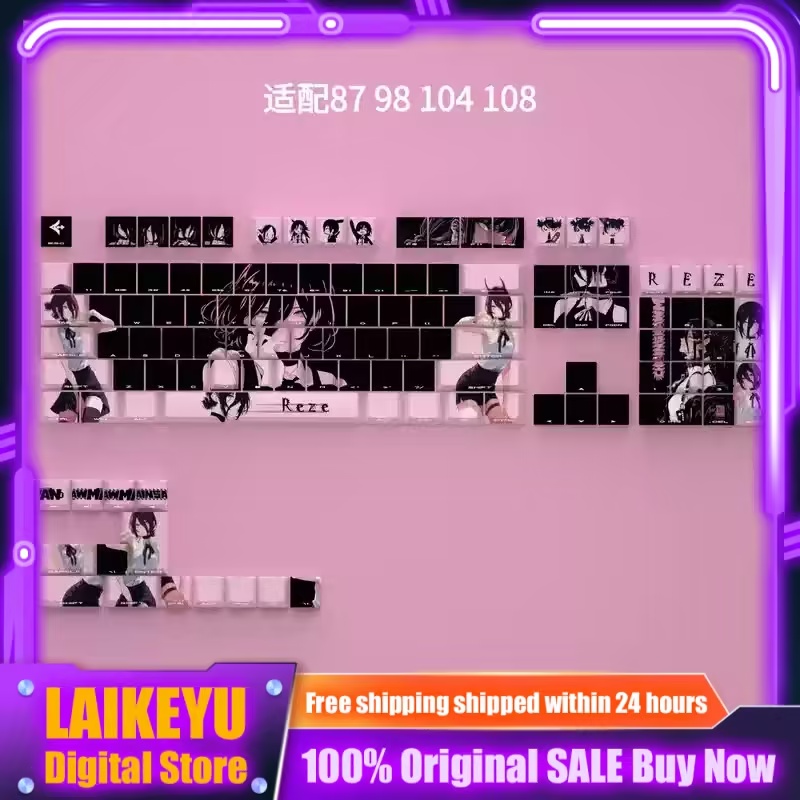 Gaming Accessories Gifts For Men - Chainsaw Man Lace Anime Keycap Cherry