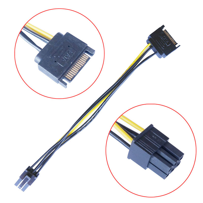 2 Chiếc Kép SATA 15pin Sang 8  - đánh giá và giá Pcie Extension Cable