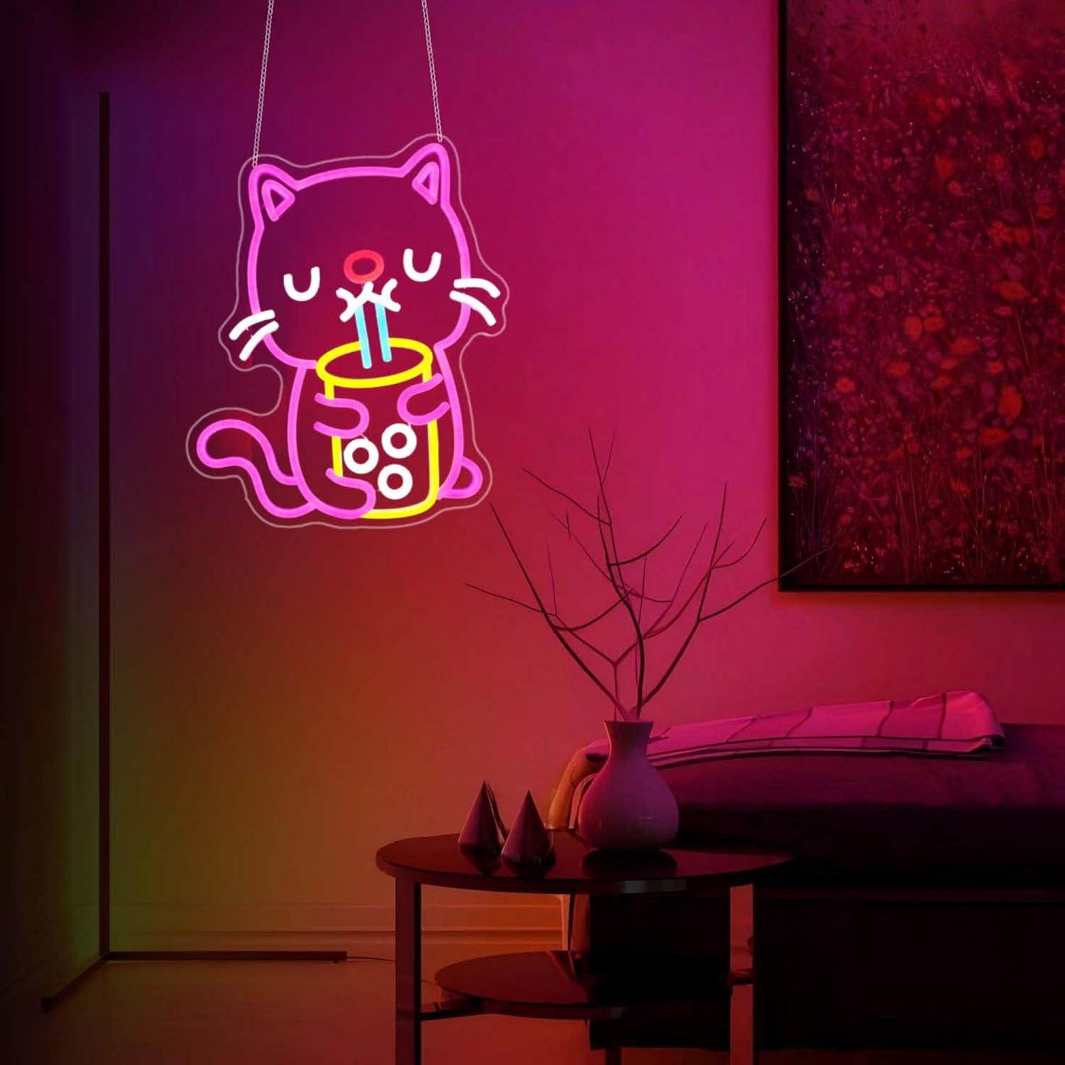 Cat Boba Tea Neon Sign USB Dim - đánh giá và giá Gaming Accessories Shop