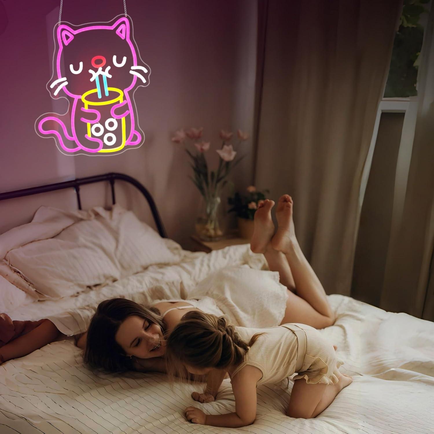 Cat Boba Tea Neon Sign USB Dim - đánh giá và giá Gaming Accessories Shop