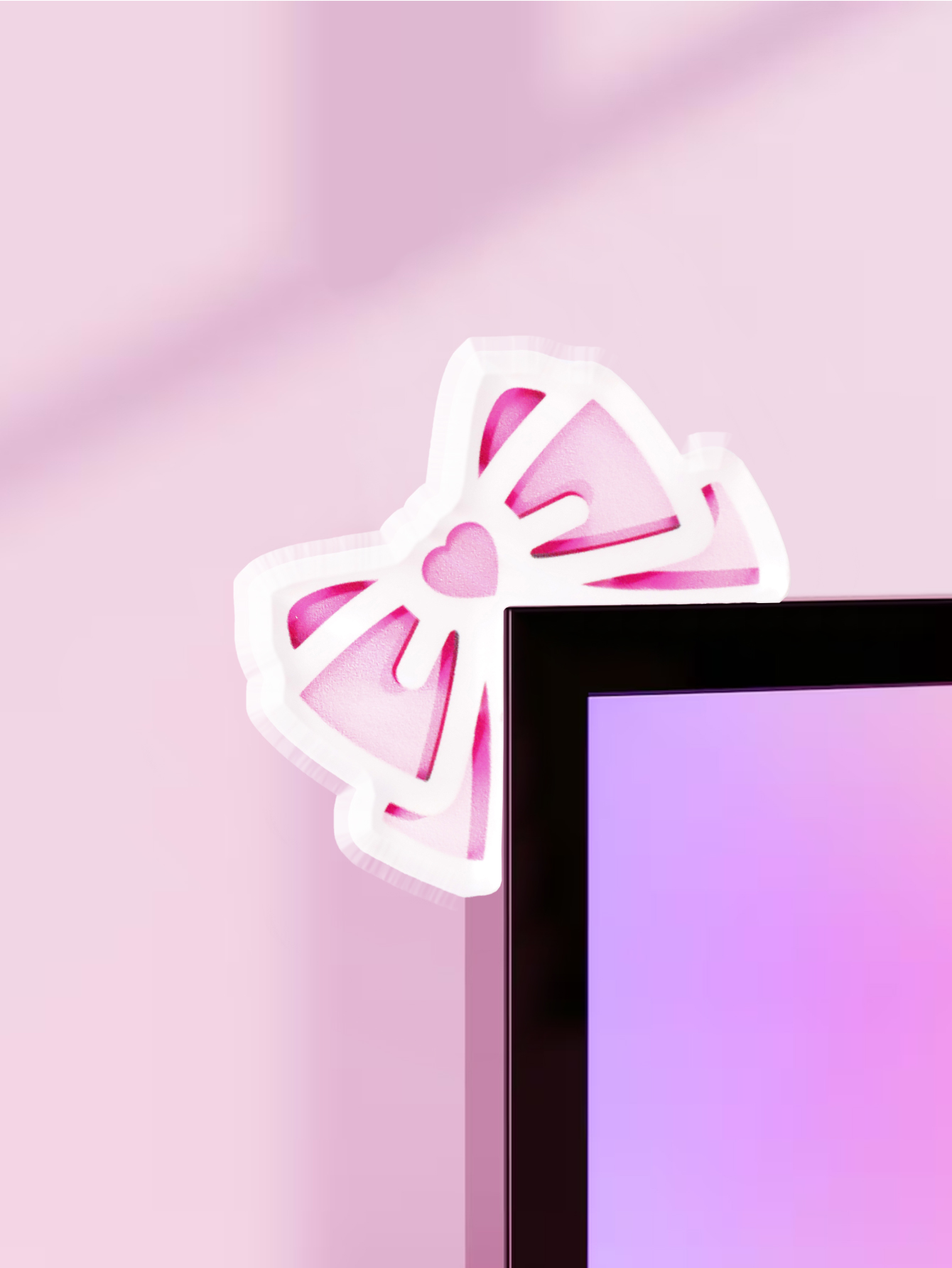 Kawaii Bow Monitor Decor Pink  - đánh giá và giá Gaming Accessories Kawaii